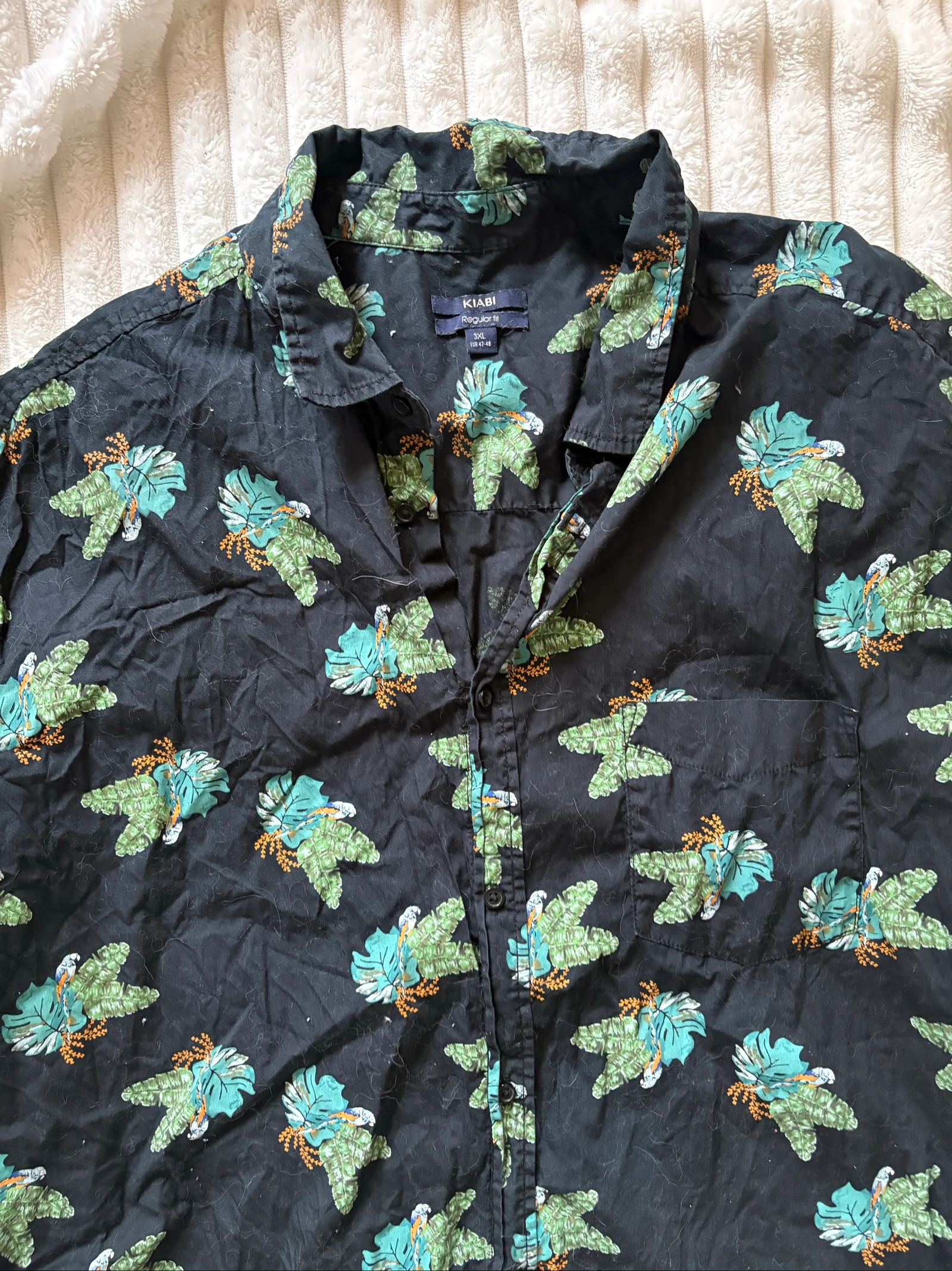 Camisa de manga corta con estampado de selva para hombre de talla grande – photo 2